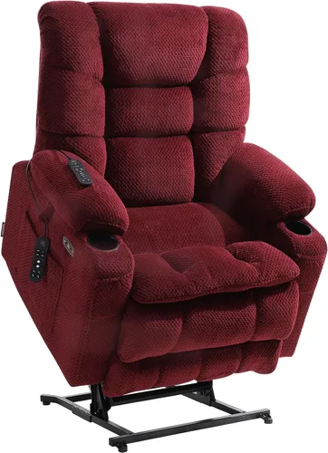 Vista 15 de EONIX Silla reclinable ancha para ancianos, silla elevadora de gran tamaño resistente de 400 libras con calor y masaje, reclinable elevador