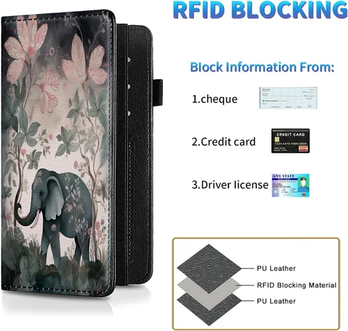 Vista 134 de Funda para chequera para hombres y mujeres, cartera de cuero RFID con ranuras para tarjetas de crédito, soporte de cheques duplicados personales