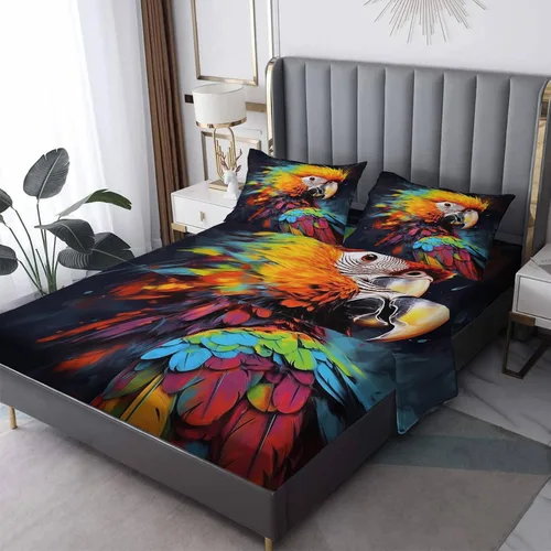 Vista 29 de Juego de sábanas abstractas tamaño individual, sábanas de microfibra suave, bolsillo profundo, sábanas y fundas de almohada estampadas sin arrugas