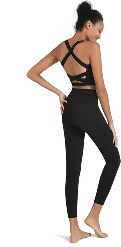 Vista 5 de romansong Sujetadores deportivos de yoga con tiras para mujer, con espalda cruzada y acolchado