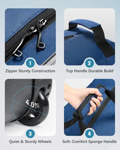 Vista 5 de Bolsas de viaje de golf RIOROO para aerolíneas con ruedas, funda de oxford 900D de lado blando, protección acolchada para palos, regalos de golf