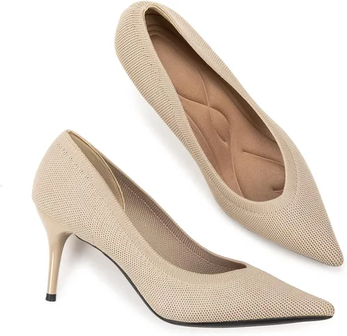 Vista 6 de LYTIYO Zapatos de tacón bajo con punta puntiaguda para mujer