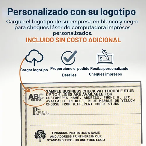 Vista 6 de Cheques comerciales manuales, seguridad azul, 3 a una página con trozo, 250