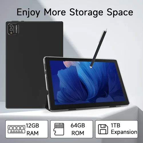 Vista 4 de ATOZEE Tableta Android de 10 Pulgadas con Estuche Protector para Tabletas y Lápiz Táctil Android 15 Tablets 5G WiFi-6 Pantalla IPS Full HD de 1280 *