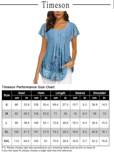 Vista 6 de Timeson Blusa de manga corta para mujer, diseño floral, de doble capa, casual, elegante