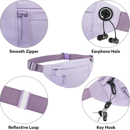 Vista 3 de Viqueen Riñonera cruzada para mujeres y hombres, bolsa grande y ligera con cremallera y bolsillos, resistente al agua, manos libres para llevar