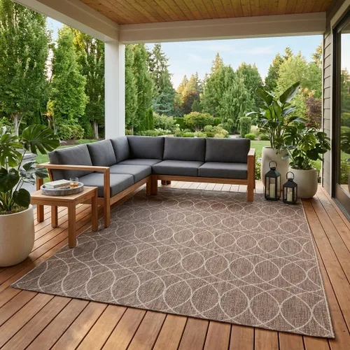 Vista 7 de Unique Loom Outdoor Trellis Collection - Alfombra de área (10 pies, redonda, verde/marfil)