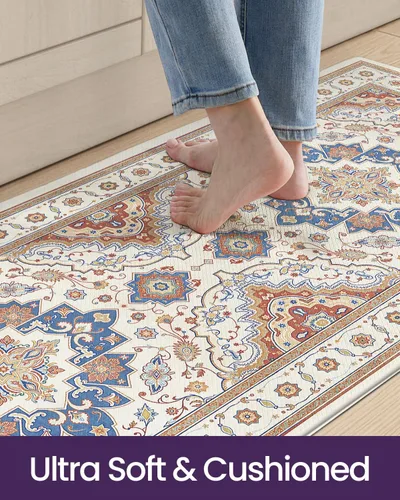 Vista 7 de DEXI Alfombrillas de cocina acolchadas antifatiga, 24 x 87 pulgadas, color Beige claro