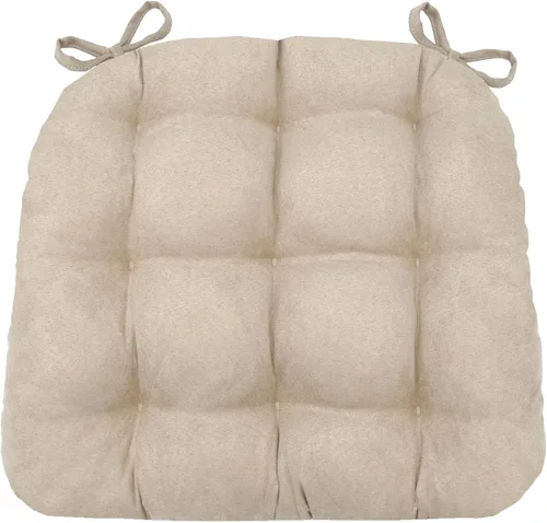 Vista 26 de Barnett Almohadilla para silla de comedor con lazos. Gamuza microfibra, microgamuza, reversible, relleno de espuma de látex, se puede lavar a Negro