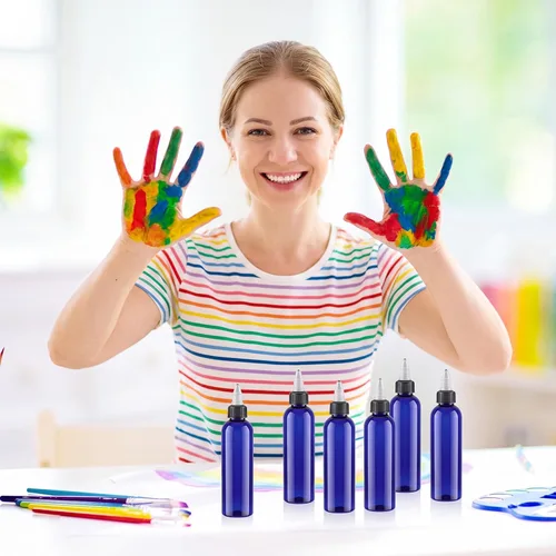 Vista 7 de Irenare 100 botellas de plástico para apretar de 4 onzas, botellas aplicadoras de aceite para el cabello, botellas vacías Boston para condimentos