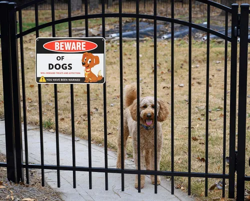 Vista 7 de Venicor Cartel divertido de Beware of Dogs – 8 x 12 pulgadas – Aluminio – Regalo para los amantes de los perros – Arte de pared de perros – Cosas