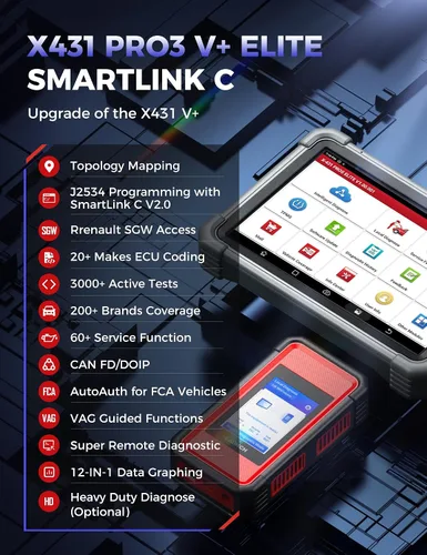 Vista 3 de Launch X431 PRO3 V+ Elite SmartlinkC Herramienta de escaneo bidireccional