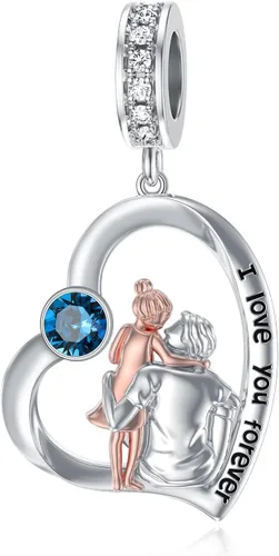 Vista 80 de PROESS Dije para padre, madre e hija, pulsera de plata de ley para pulseras, regalos de cumpleaños, día de San Valentín, para hija, madre, amante