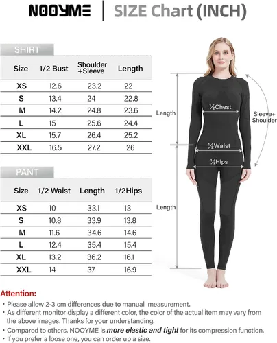 Vista 6 de NOOYME Ropa interior térmica para mujer, pantalones largos para mujer, capa base para mujer, Versión engrosada mejorada