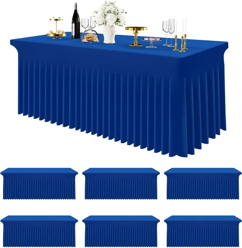 Vista 17 de Smiry Mantel de Spandex Paquete de 6, Mantel Elástico Ajustable Extensible para Mesas Rectangulares de 4 Pies, Cubierta de Mesa Impermeable Lavable