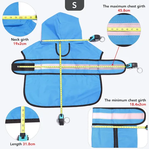 Vista 4 de Impermeables Reflectantes Impermeables para Perros - Chaqueta de Lluvia Ajustable para Cachorros, Chubasqueros Ligeros con Capucha para Perros