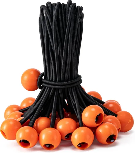 Vista 11 de Paquete de 30 cuerdas elásticas con bola, cuerdas elásticas resistentes de 4 pulgadas, lona de toldo con bolas elásticas para amarre de dosel