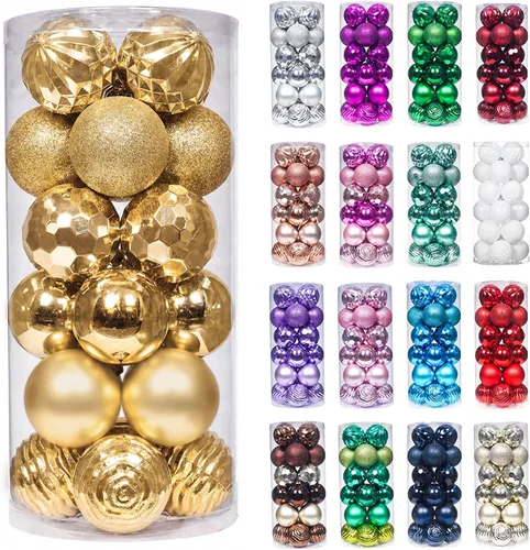 Vista 24 de XmasExp Juego de 24 mini esferas de Navidad inastillables para bolas de árbol de Navidad, 1.18 pulgadas (negro)