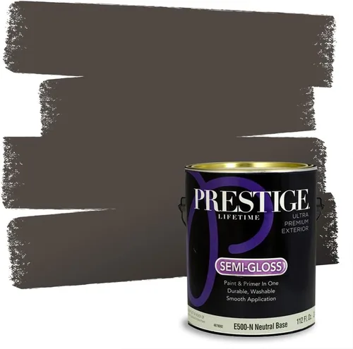 Vista 70 de PRESTIGE Pinturas Pintura Exterior e Imprimación en Uno, 1 Galón, Mate, Combinación Comparable de Sherwin Williams* Black Magic* SW6991-PCM