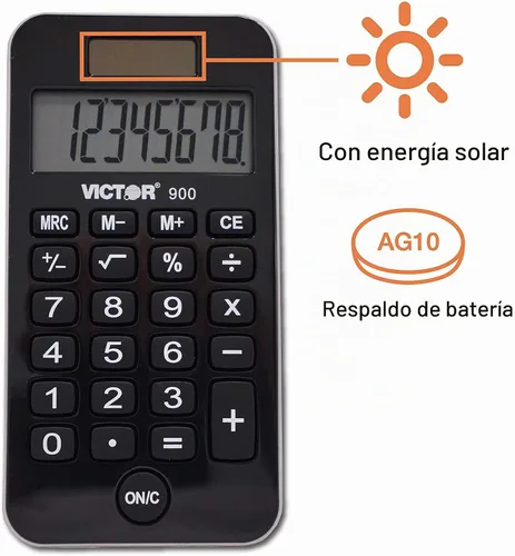 Vista 4 de Victor - Calculadora de bolsillo de doble potencia de 8 dígitos