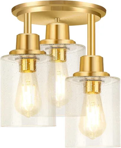 Vista 14 de ROTTOGOON Lámpara de Techo Semiempotrada, Accesorios de Luz de Techo de 3 Luces Cerca del Techo, Accesorios de Luz de Cocina Negro Mate