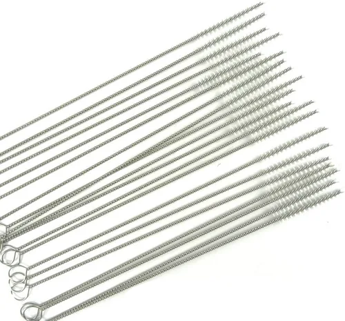Vista 5 de Honbay Cepillos limpiadores de pajillas, cerdas de nailon, mango de acero inoxidable, limpiador de tubos delgados de nailon, paquete de 20 piezas