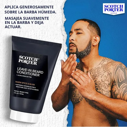 Vista 7 de Scotch Porter Acondicionador restaurador de barba sin enjuague, suavizante acondicionador profundo con sensación ligera, reduce el encrespamiento