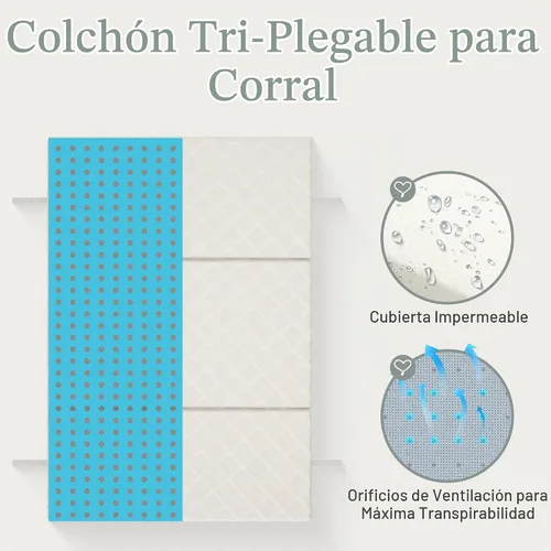 Vista 3 de Sleepah Pack and Play - Colchón de triple pliegue de doble cara (firme para bebés) y espuma viscoelástica suave (para niños pequeños) almohadilla