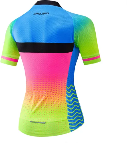 Vista 2 de Maillot de ciclismo de manga corta para mujer, ropa de bicicleta, chaqueta de bicicleta con bolsillos, transpirable