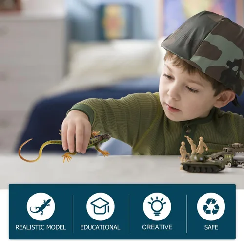 Vista 5 de NUOBESTY Realista falso lagarto modelo artificial reptil plástico lagarto figuras de acción trucos juguetes educativos broma 2 piezas