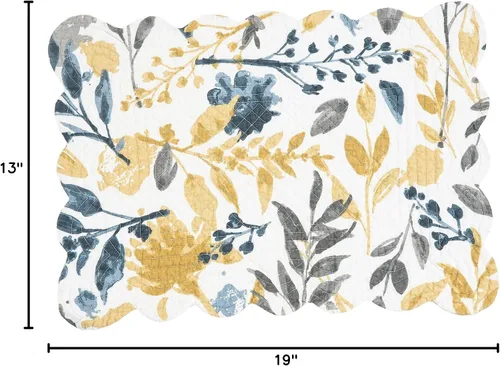 Vista 6 de C&F Home Mantel individual rectangular de algodón festoneado de 13 x 19 pulgadas, diseño floral natural para el hogar, para todas las estaciones