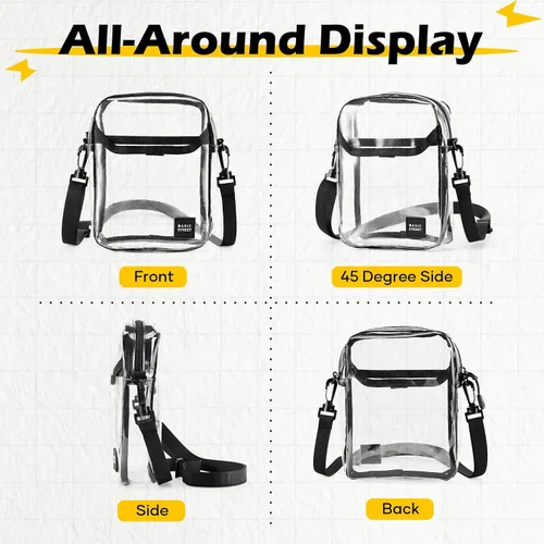 Vista 7 de SEAFEW Clear Mini Crossbody Bag Shoulder Bag for Men, Small Messenger Satchel Bag for Women