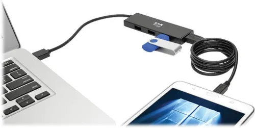 Vista 6 de Eaton Tripp Lite U360-004-SLIM Hub USB 3.0 portátil delgado de 4 puertos con cable integrado