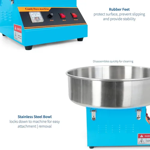 Vista 3 de VIVO - Máquina eléctrica comercial para hacer algodón de azúcar Commercial Candy Floss Machine with 20 inch Stainless Steel Bowl, Includes Bubble