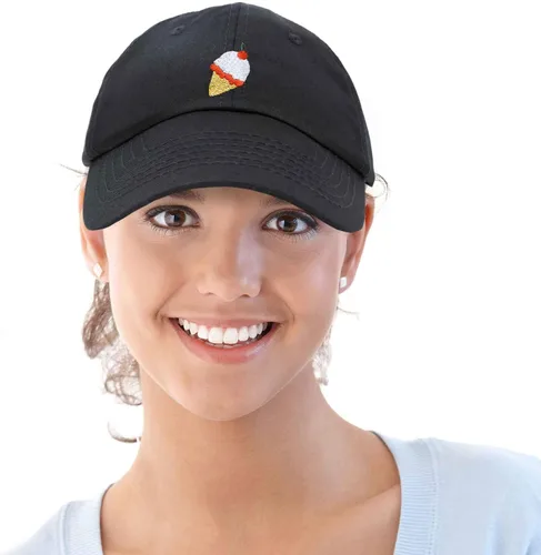 Vista 5 de DALIX - Gorra de béisbol de sarga de algodón con bordado de helado