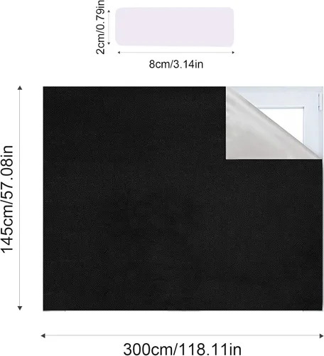 Vista 6 de Cortina ciega, 118 x 57 pulgadas, cortinas de ventana de viaje, ventana portátil para guardería, dormitorio, sin taladro, bloqueo de luz y UV