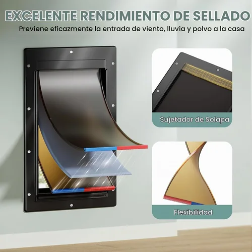 Vista 4 de Puerta grande para perros con 3 solapas para pared, mascotas de hasta 100 libras