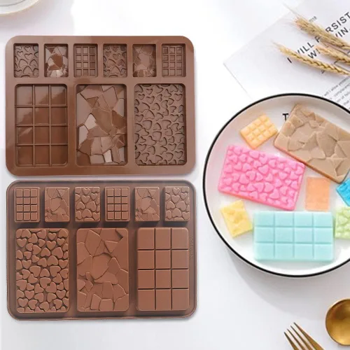 Vista 5 de Moldes de silicona para chocolate Break Apart, moldes de barra de chocolate, moldes caseros de proteínas y barras energéticas, 5 paquetes