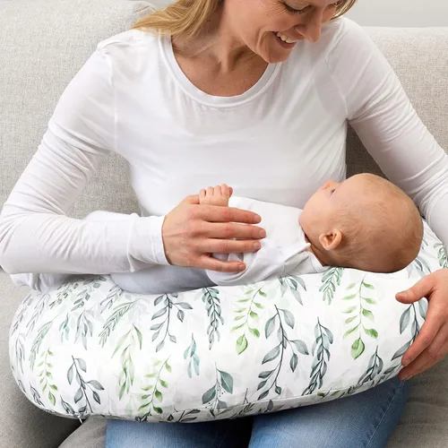 Vista 6 de DILIMI Funda de almohada de lactancia y funda para asiento de coche de bebé, hoja verde