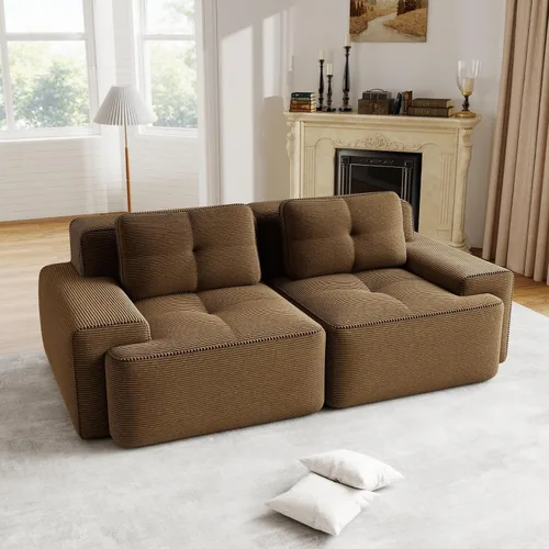 Vista 64 de Sofás seccional modular de 80" sin huesos modernos para sala de estar, juego de sofás comprimidos de 2 plazas con asiento profundo, sin necesidad