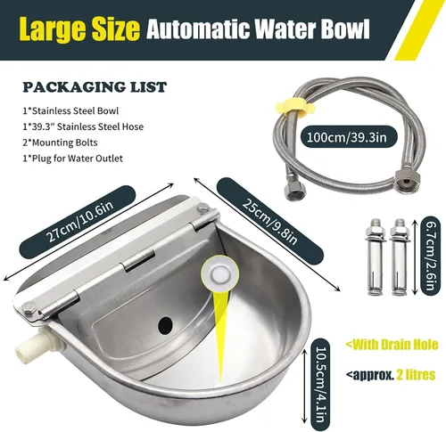 Vista 2 de Cuenco de agua automático para perro de gran tamaño, cuenco de agua potable para animales, cuenco de agua para perros al aire libre, cuenco de agua