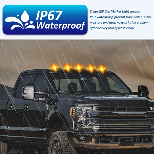 Vista 7 de D-Lumina Luces LED de techo de cabina con lente ámbar para Ford F150 F250 F350 F450 F550 F650 F750 E150 E250 E350 E450 1999-2016 Super Duty Camiones