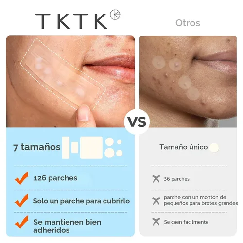 Vista 5 de TKTK Parches grandes para espinillas en la cara, 7 tamaños XL para acné, grandes apósitos hidrocoloides para brotes de espinillas en el cuerpo