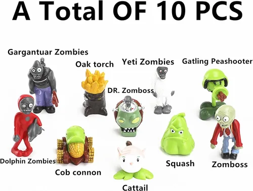 Vista 4 de JHESAO Juego de 10 juguetes de plantas PVZ, figuras de acción de zombis PVZ, juguete de PVC, gran regalo para niños y fanáticos, cumpleaños y fiesta