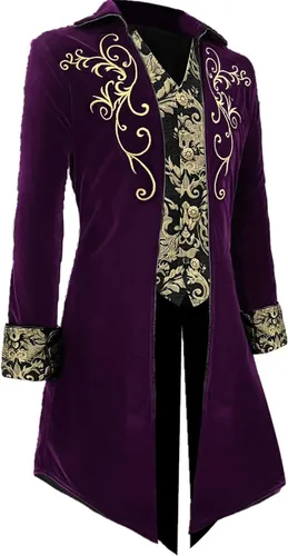Vista 4 de Apocrypha Chaqueta medieval steampunk para hombre, chaqueta de príncipe victoriano