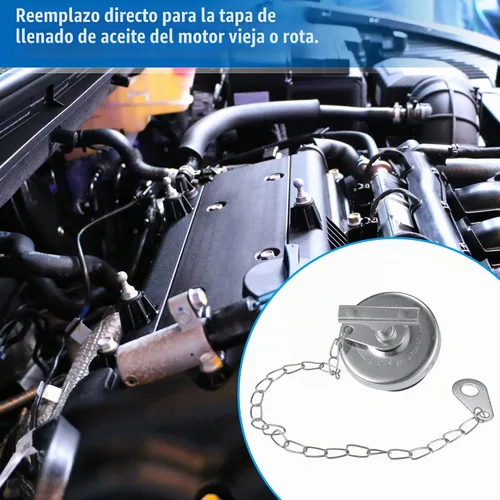 Vista 3 de uxcell Tapa universal de llenado de aceite de motor de 2 pulgadas con cadena para motores N14 L10 M11 ISM Deisel