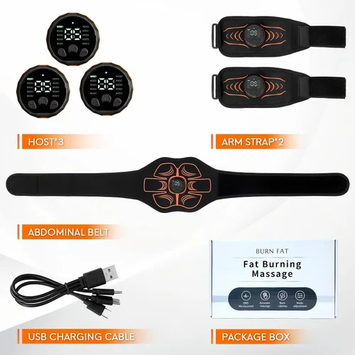Vista 3 de Estimulador muscular electrónico; estimulador de abdominales, máquina muscular para abdomen/brazos, recargable por USB para fitness, entrenamiento