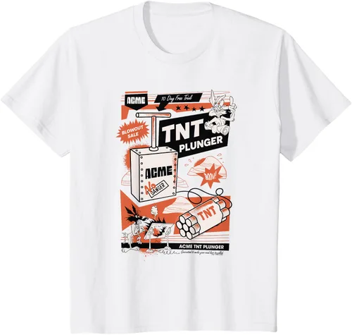 Vista 20 de Looney Tunes Wile E. Coyote - Camiseta de émbolo TNT, Blanco, S