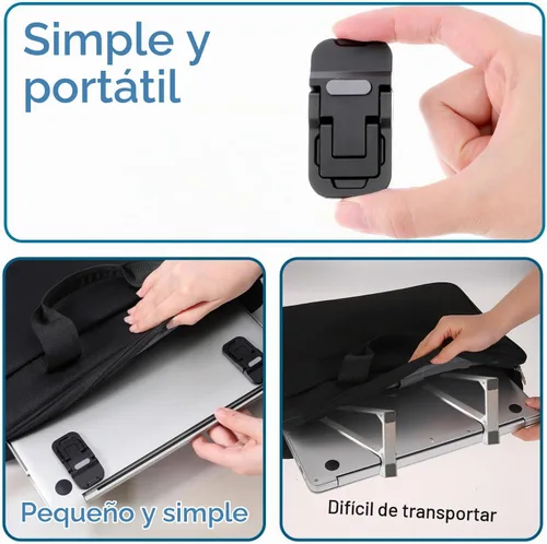 Vista 5 de Bewudy 2 Pcs Portable Keyboard Stand, Dual Tilt Angle Adjustment, Foldable Laptop Riser, Self-Adhesive Feet for Most Keyboards (Black)