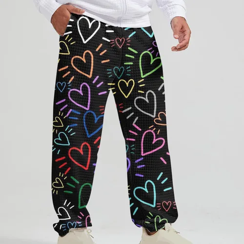 Vista 6 de Pantalones deportivos para hombre Estampado del día San Valentín Bolsillos Cintura elástica Pantalones Largos Pantalones